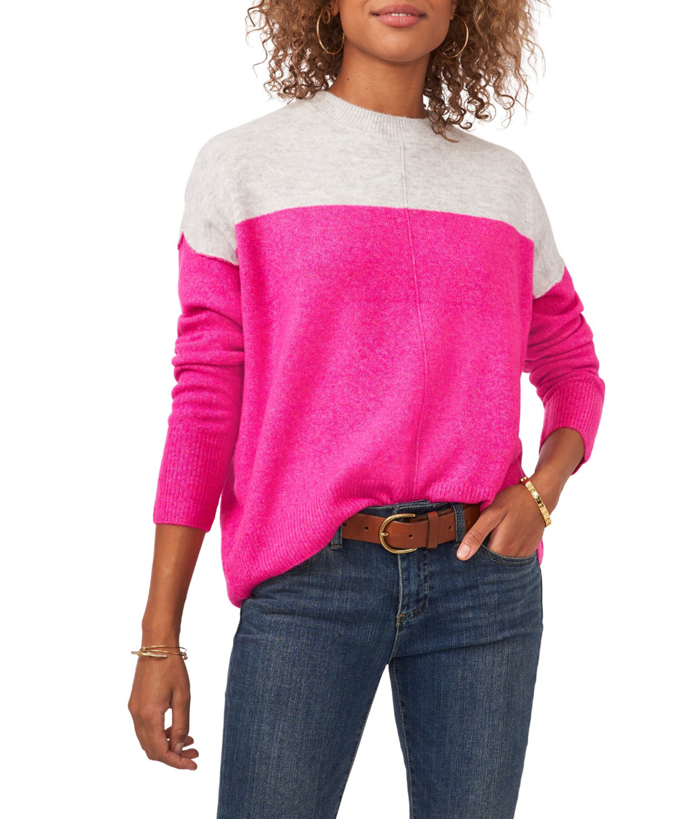 Vince Camuto Women Cozy Extended Shoulder Color Blocked Sweater Paradox Size L
